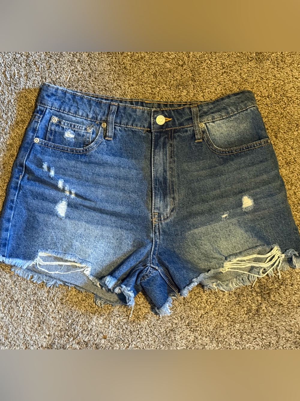 Distressed Blue Denim Shorts